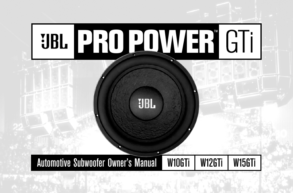 JBL W10GTi User Manual | 8 pages