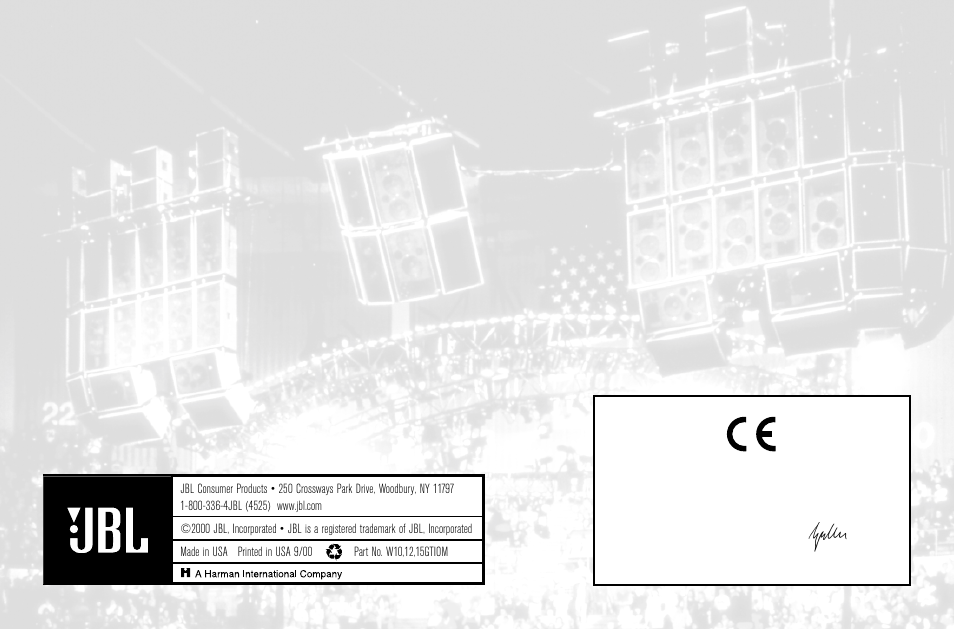 JBL W10GTi User Manual | Page 8 / 8