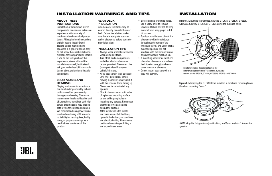 JBL GTO6526 User Manual | Page 2 / 4