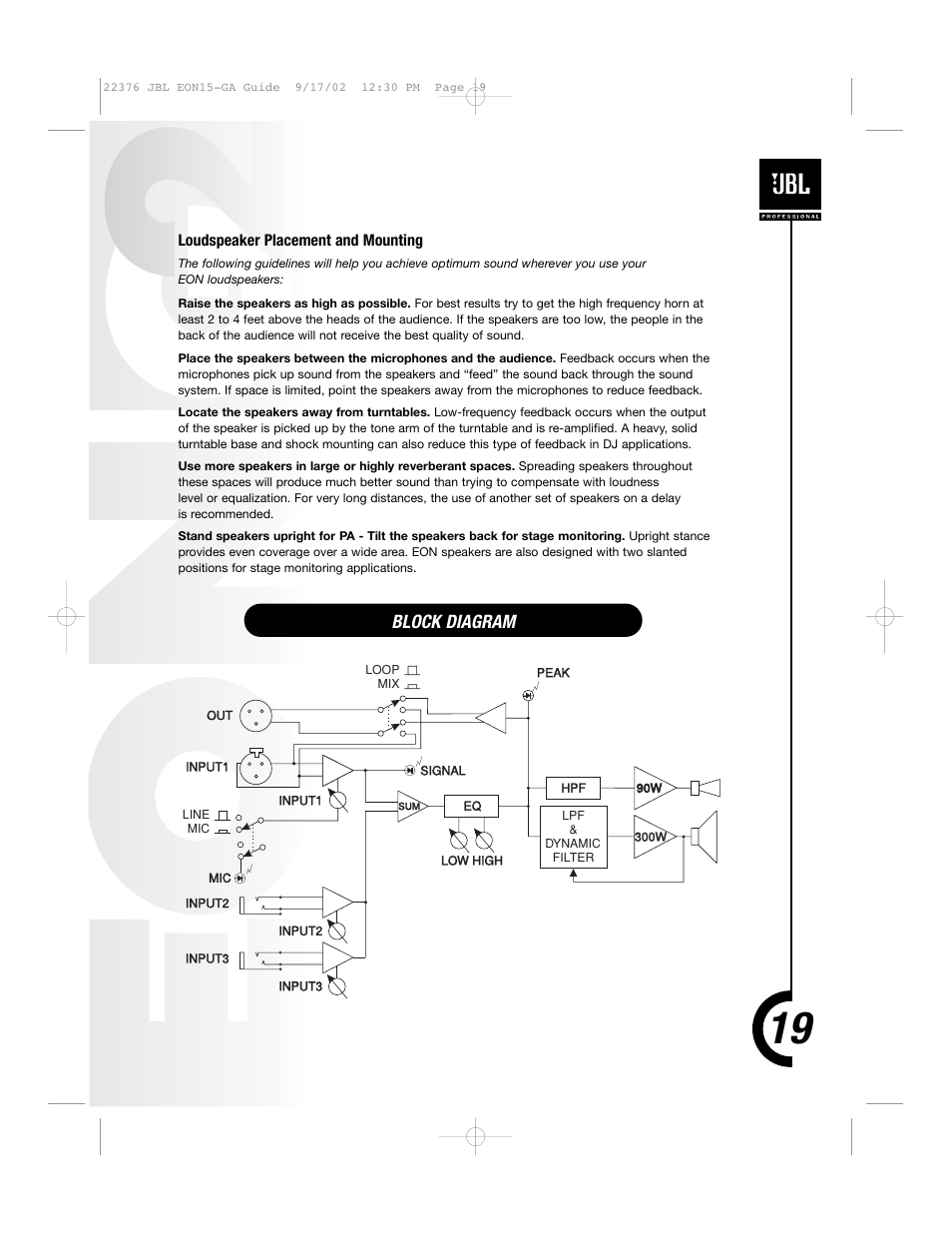 Block diagram | JBL EON15 User Manual | Page 18 / 23