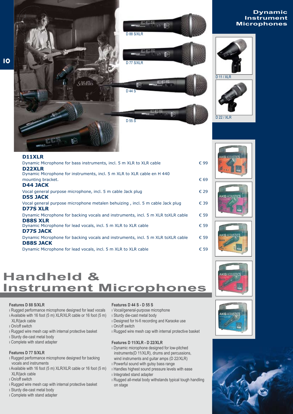 Handheld & instrument microphones | JBL C414B-XLII+H85 User Manual | Page 10 / 52