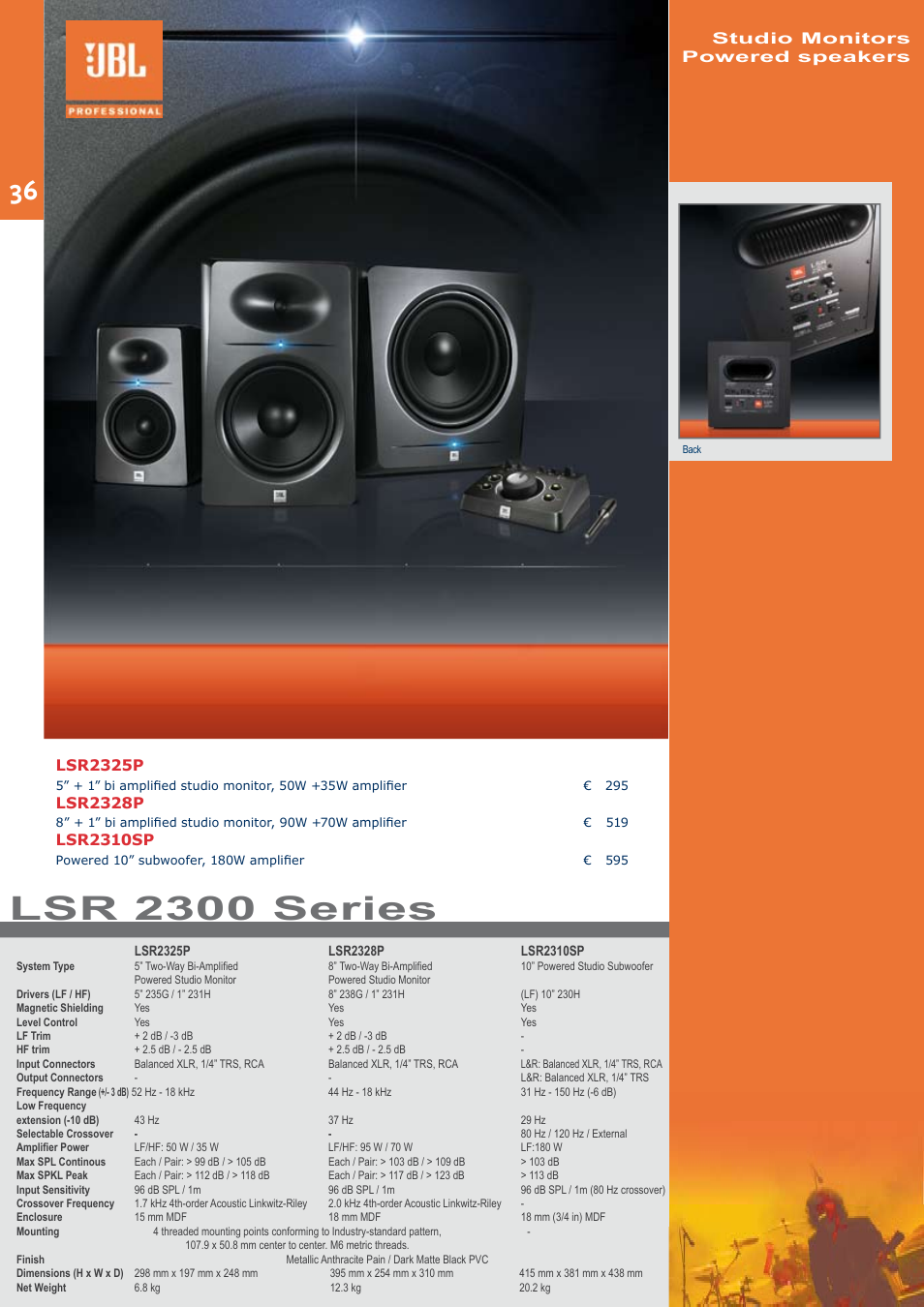 Lsr 2300 series | JBL C414B-XLII+H85 User Manual | Page 36 / 52