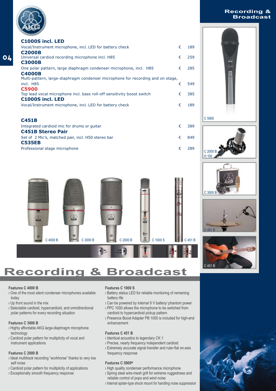 Recording & broadcast | JBL C414B-XLII+H85 User Manual | Page 4 / 52