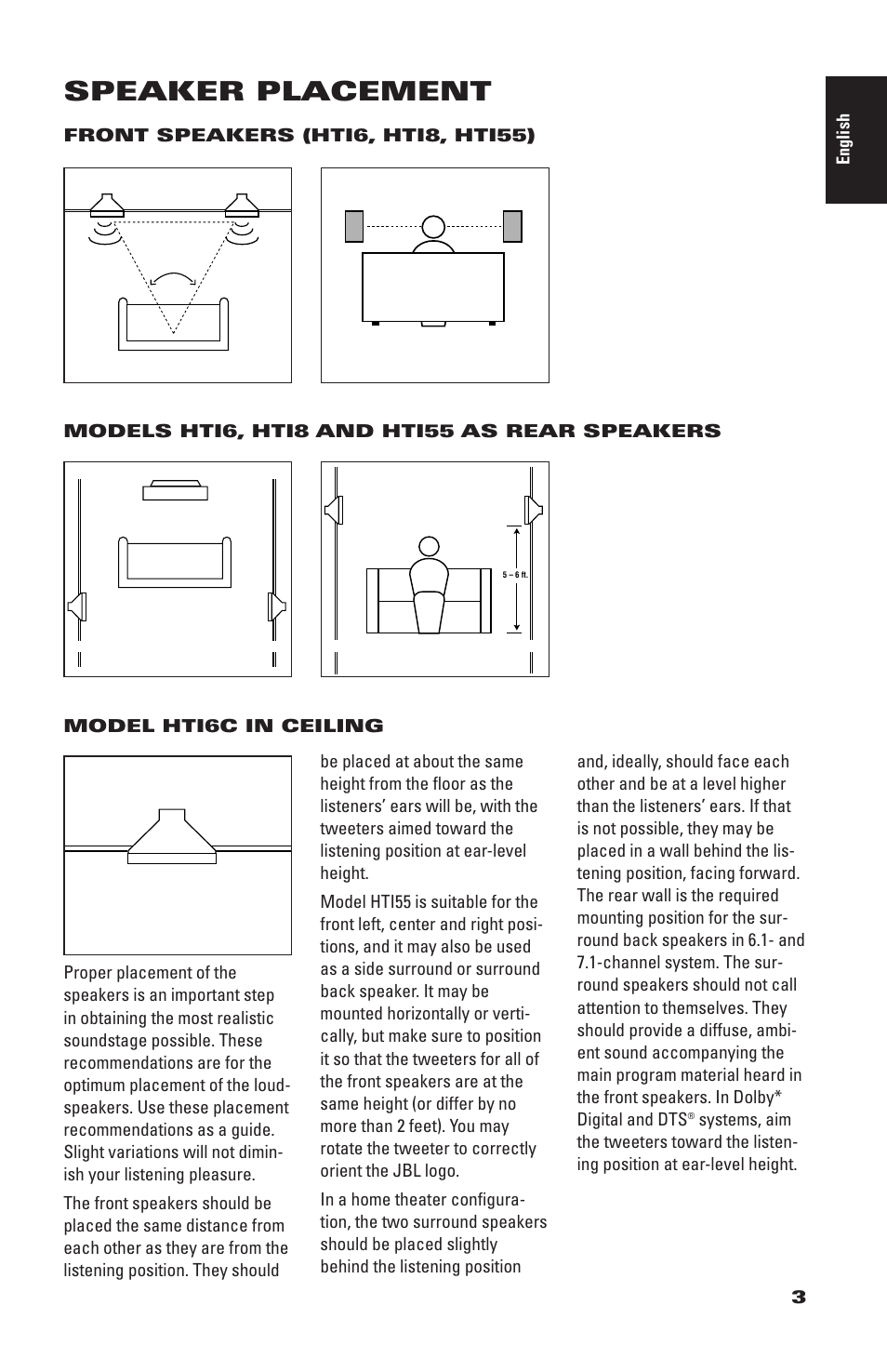 Speaker placement | JBL HT18 User Manual | Page 3 / 8