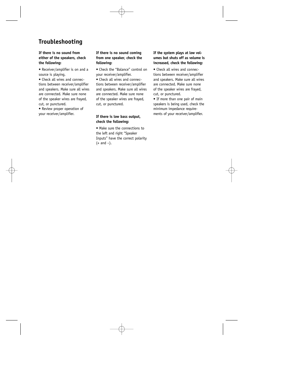 Troubleshooting | JBL Loudspeakers AS5 User Manual | Page 10 / 12