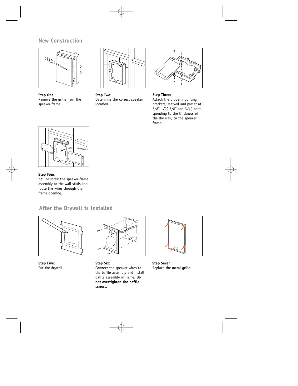 New construction, After the drywall is installed | JBL Loudspeakers AS5 User Manual | Page 6 / 12