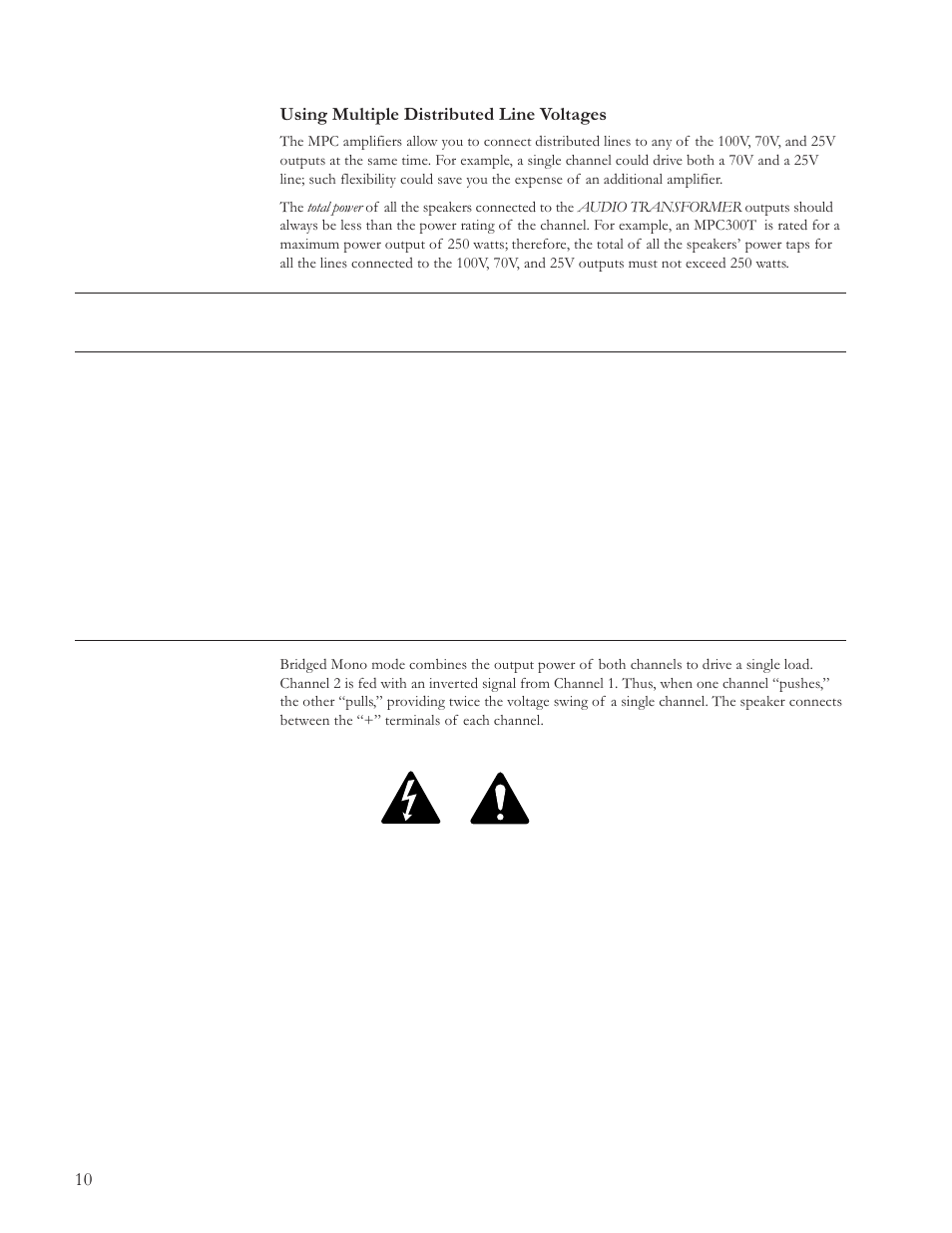 Bridged mono mode | JBL MPC User Manual | Page 11 / 22