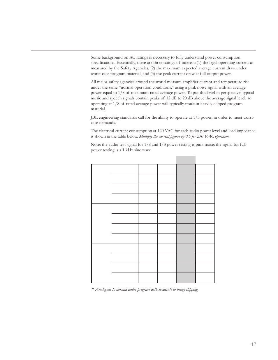 Power consumption | JBL MPC User Manual | Page 18 / 22