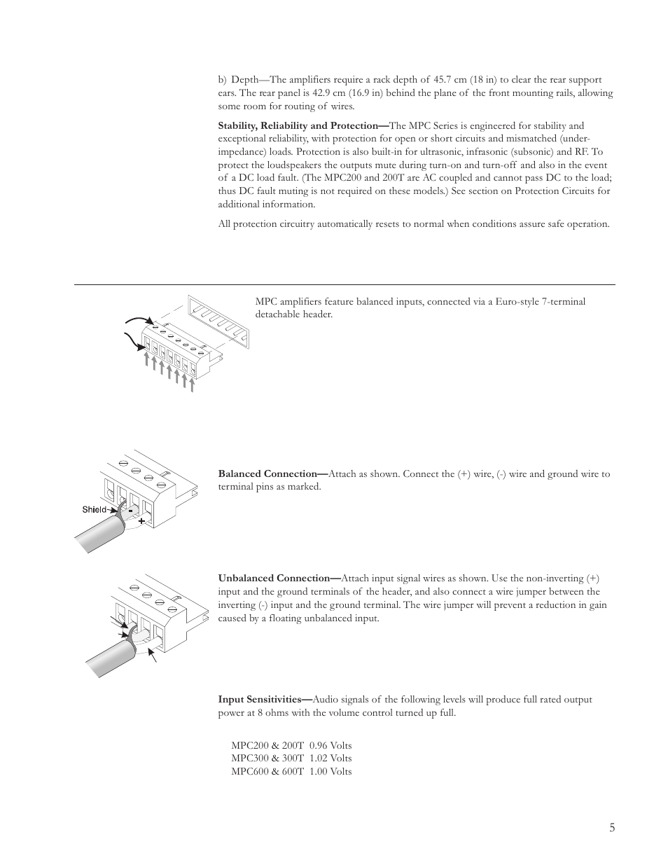 Inputs | JBL MPC User Manual | Page 6 / 22