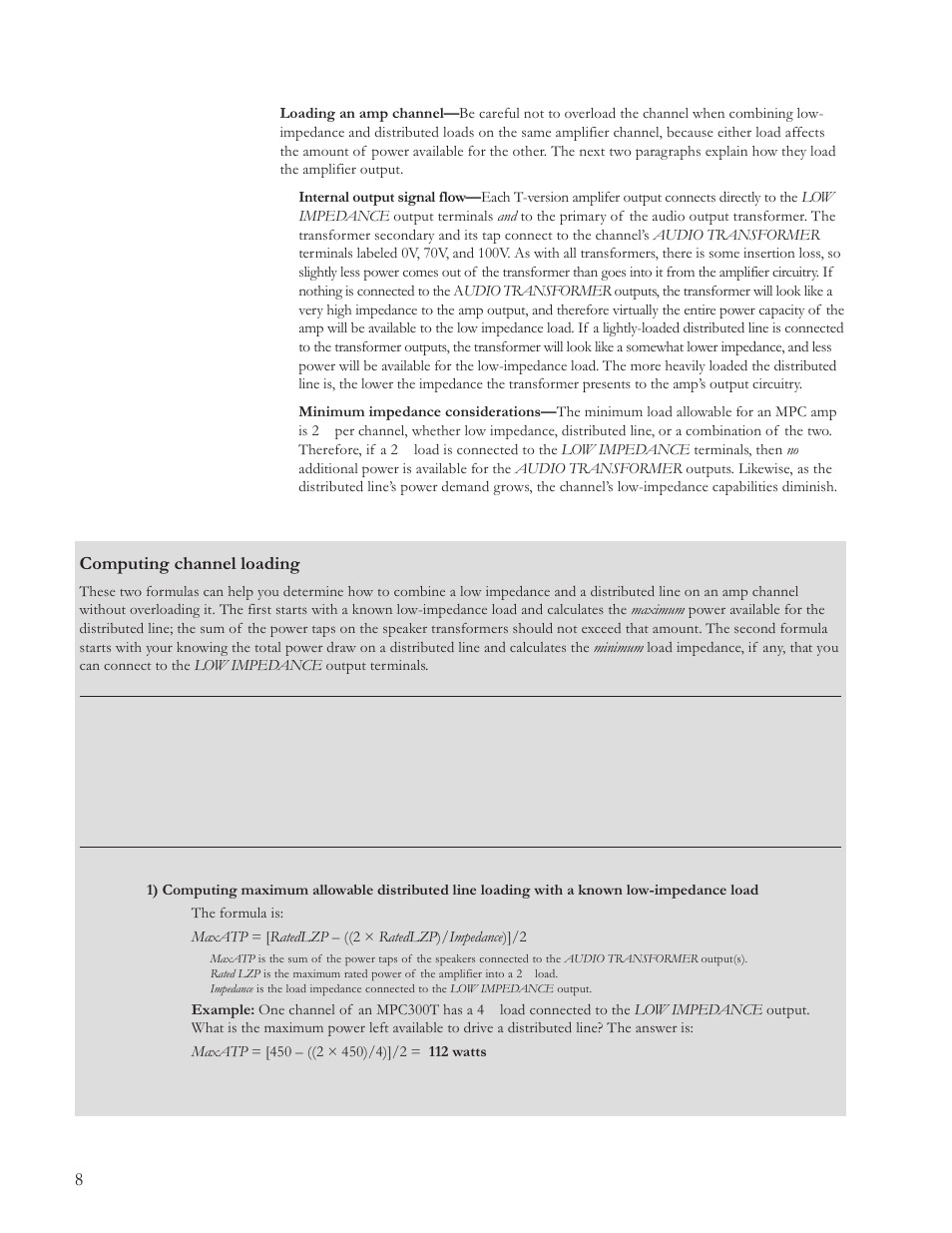 Computing channel loading | JBL MPC User Manual | Page 9 / 22