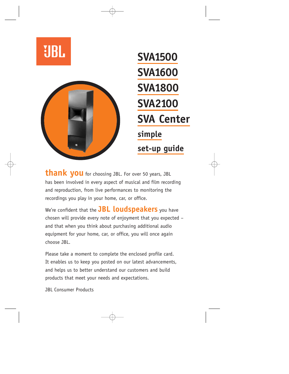 JBL SVA CENTER User Manual | 8 pages