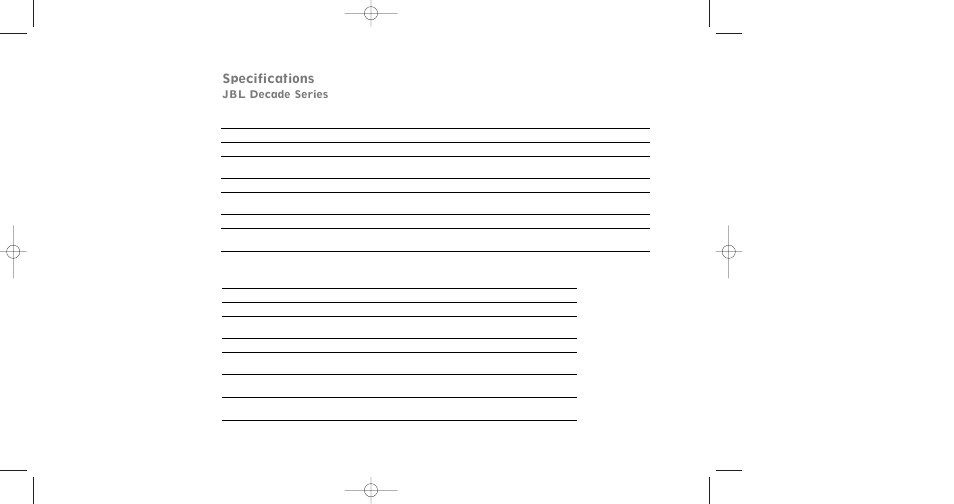 Specifications, Jbl decade series | JBL DS645 User Manual | Page 3 / 4