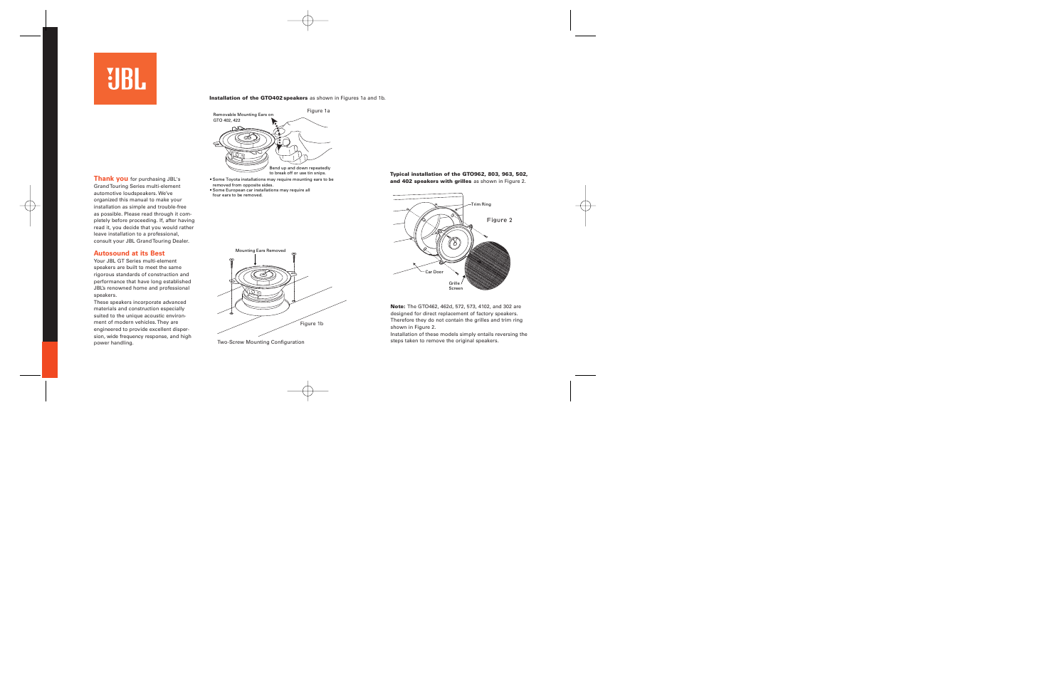 JBL GTO302 User Manual | Page 3 / 6