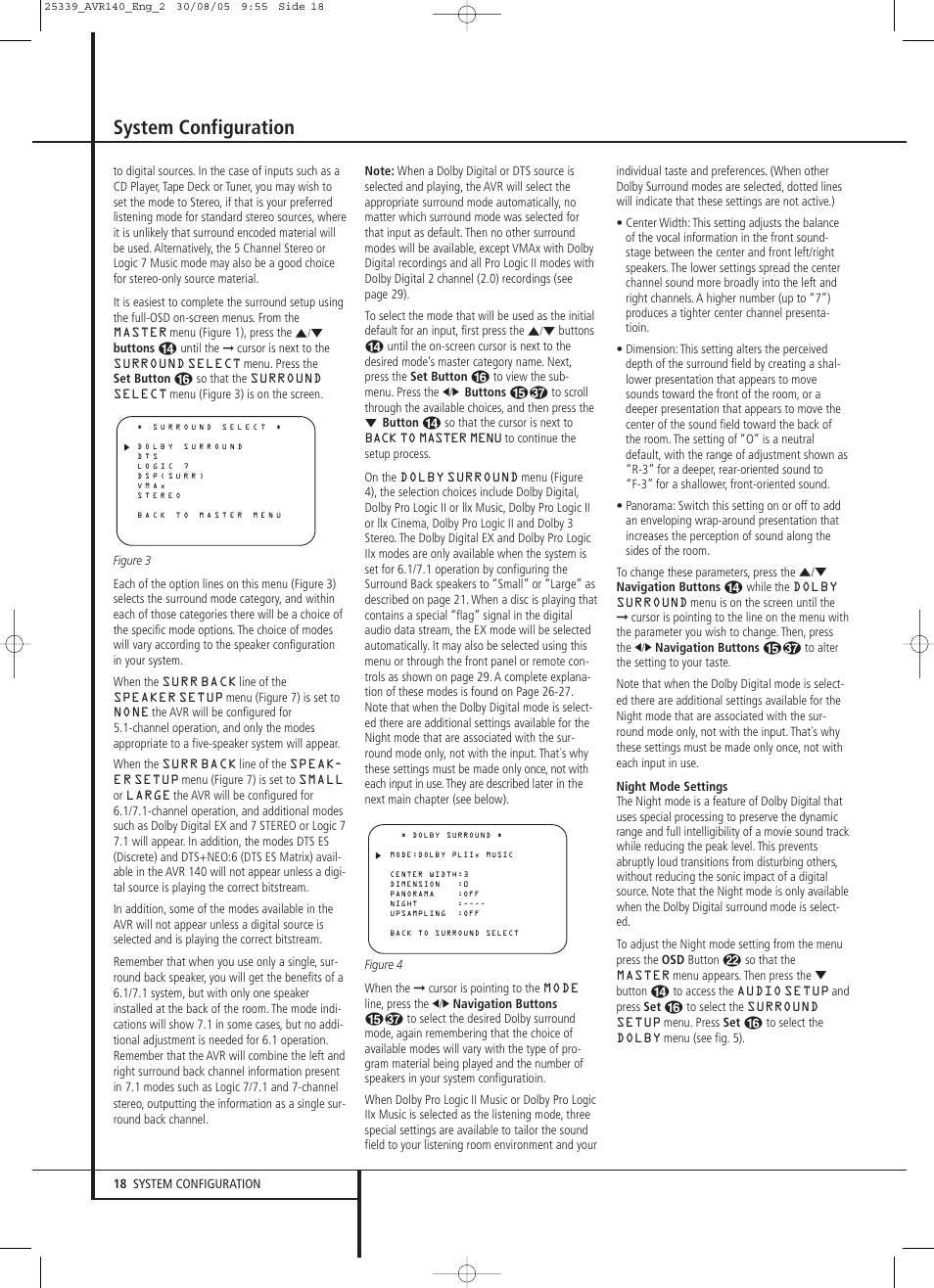 System configuration | JBL AVR 140 User Manual | Page 18 / 46