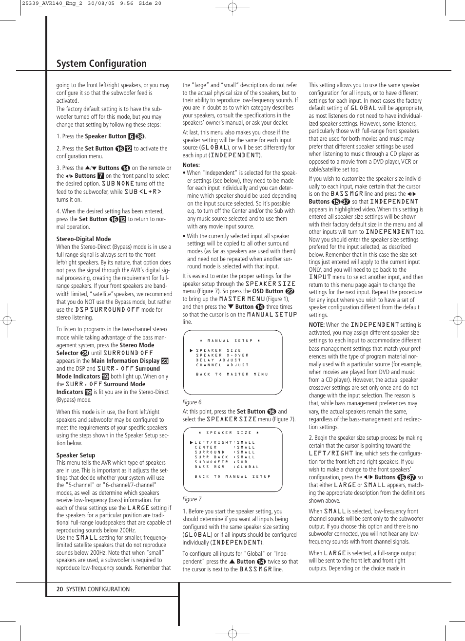 System configuration | JBL AVR 140 User Manual | Page 20 / 46