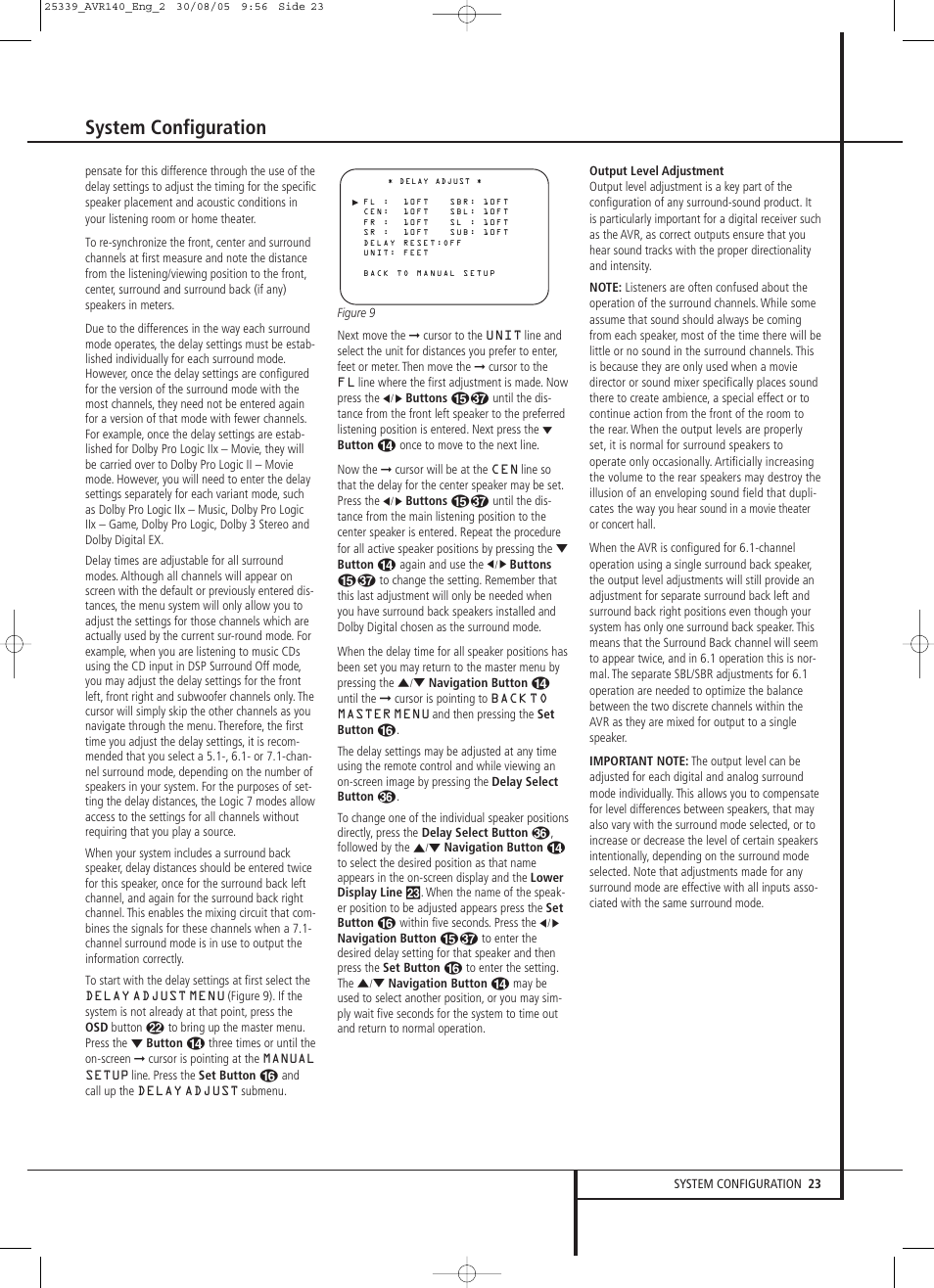 System configuration | JBL AVR 140 User Manual | Page 23 / 46