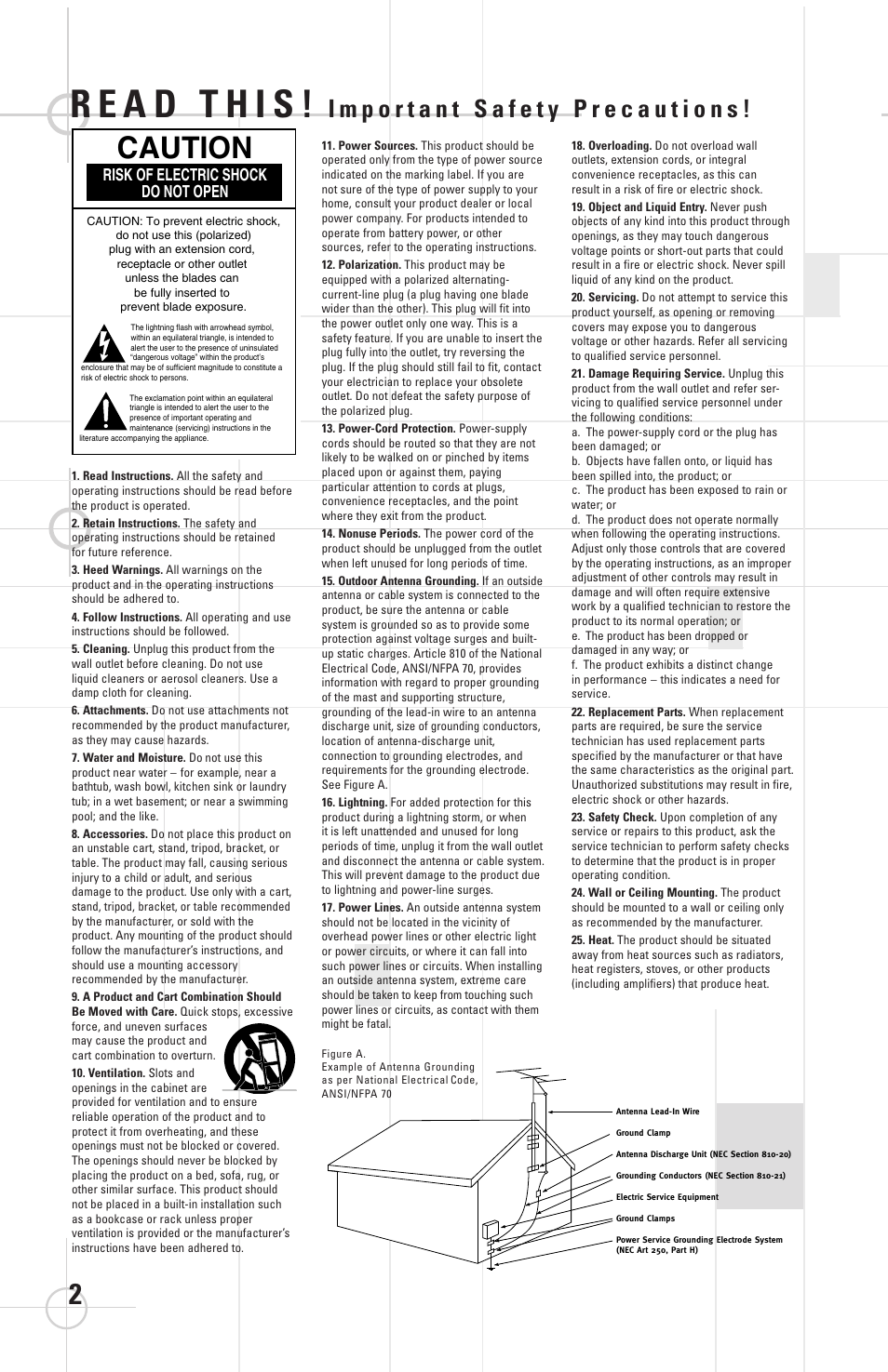 Caution, Risk of electric shock do not open | JBL STUDIOTM SERIES S120PII User Manual | Page 3 / 8