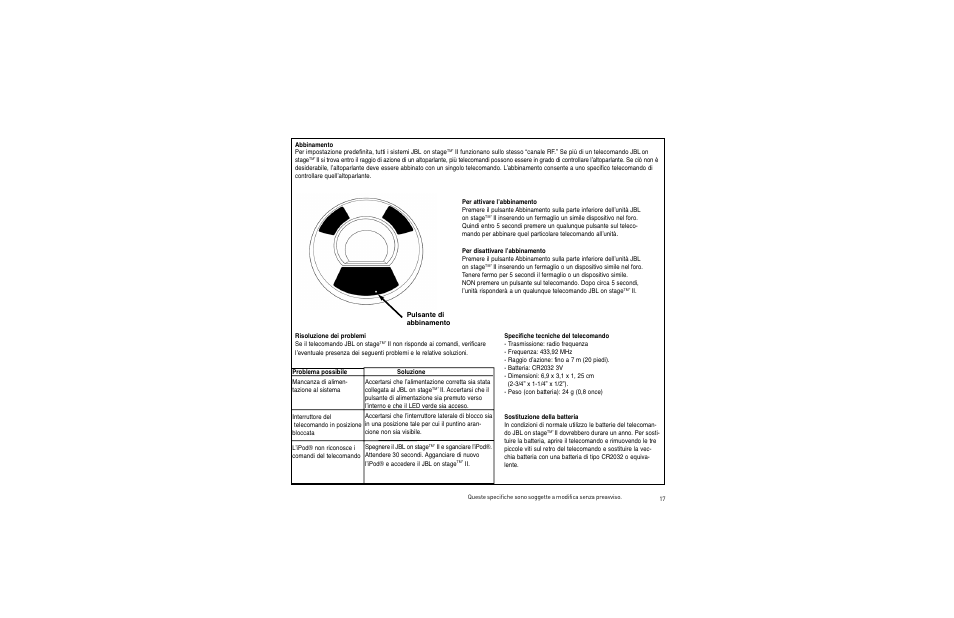 JBL On Stage II Remote User Manual | Page 16 / 22