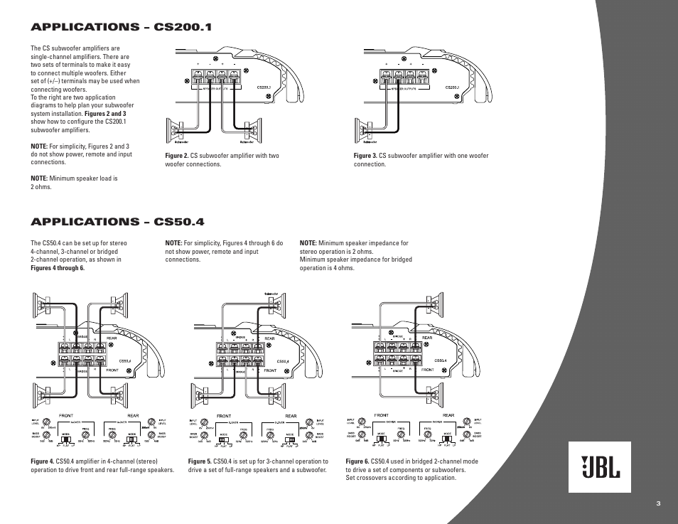 Applications – cs200.1, Applications – cs50.4 | JBL CS50.4 User Manual | Page 3 / 4