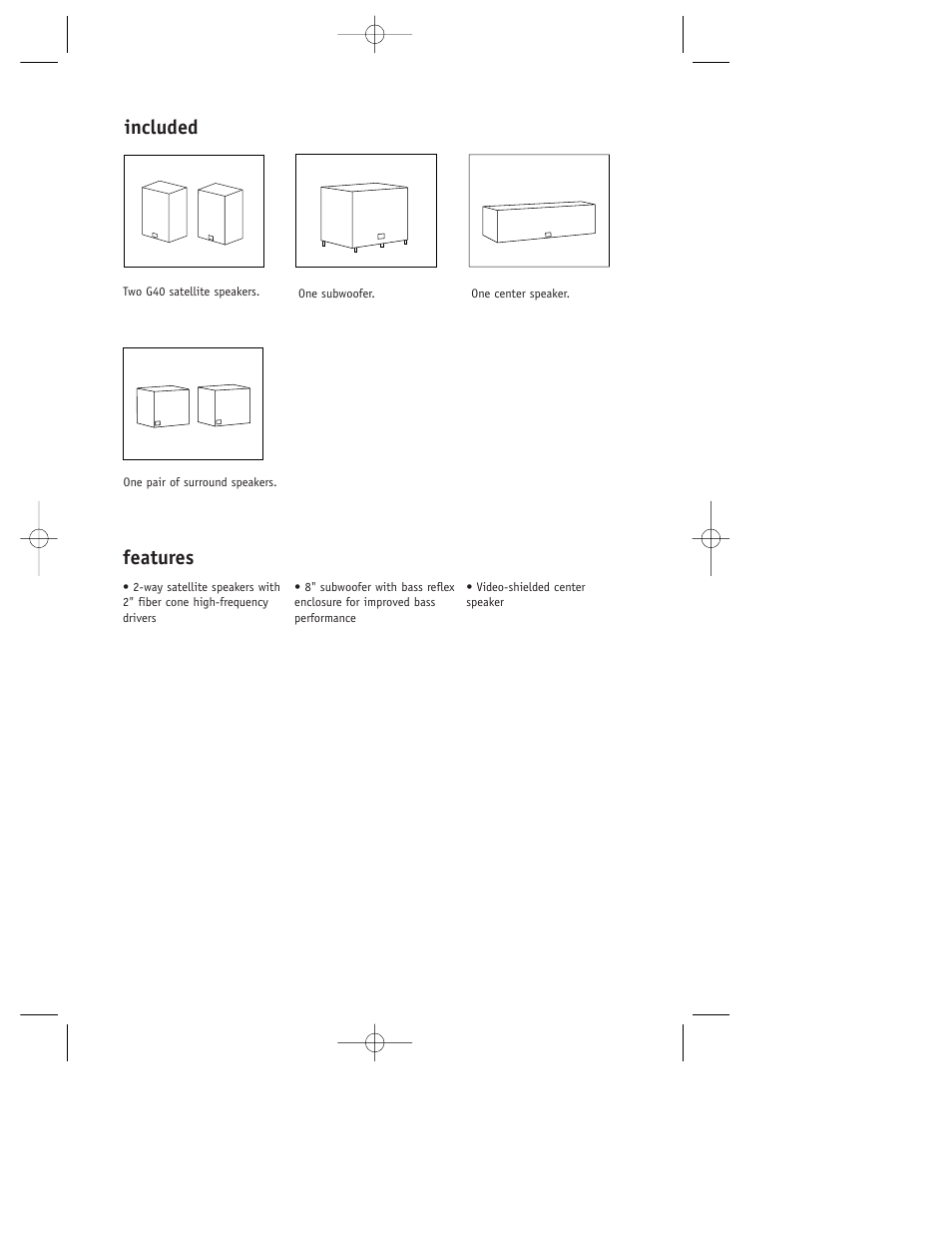 Included, Features | JBL G Cinema User Manual | Page 2 / 6