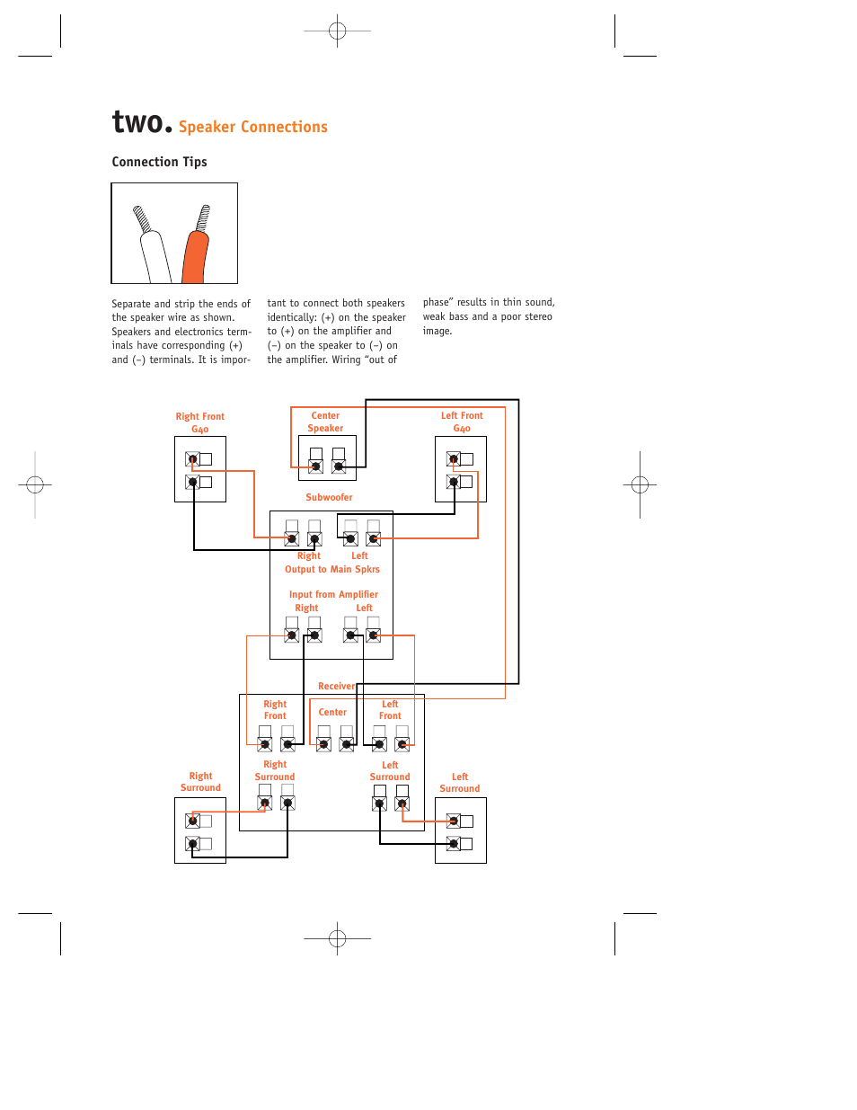 Speaker connections, Connection tips | JBL G Cinema User Manual | Page 4 / 6