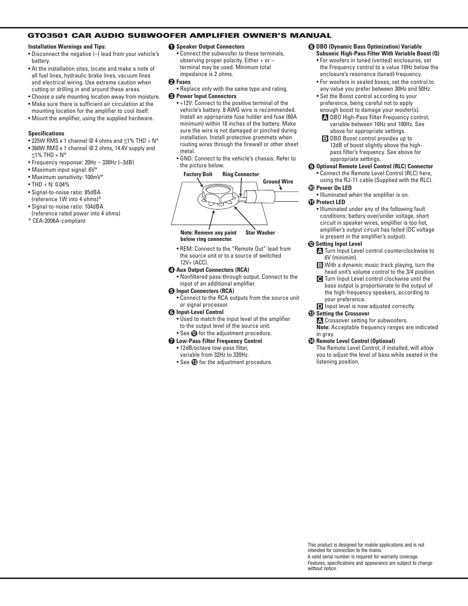 JBL GTO3501 User Manual | Page 3 / 4