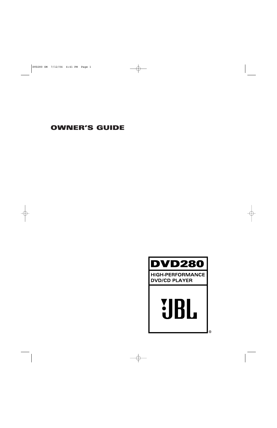 JBL DVD280 User Manual | 48 pages