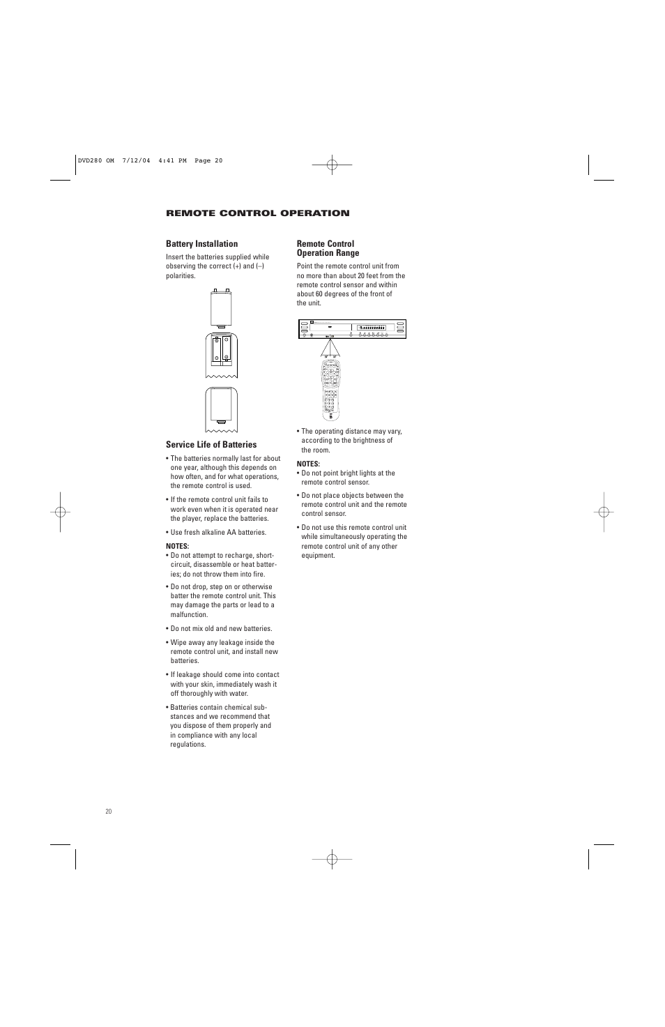 JBL DVD280 User Manual | Page 20 / 48