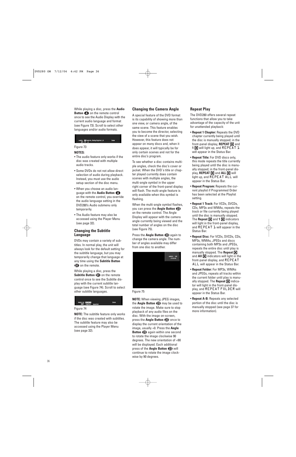 JBL DVD280 User Manual | Page 36 / 48