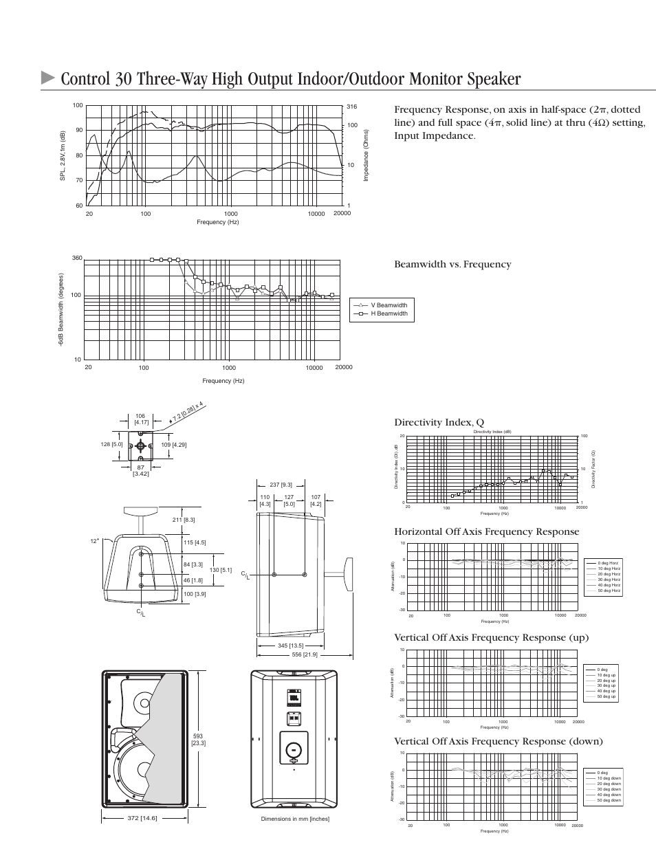 Setting, input impedance | JBL Control 30 User Manual | Page 2 / 4