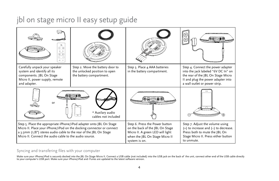 Jbl on stage micro ii easy setup guide | JBL ON Stage Micro II User Manual | Page 4 / 10