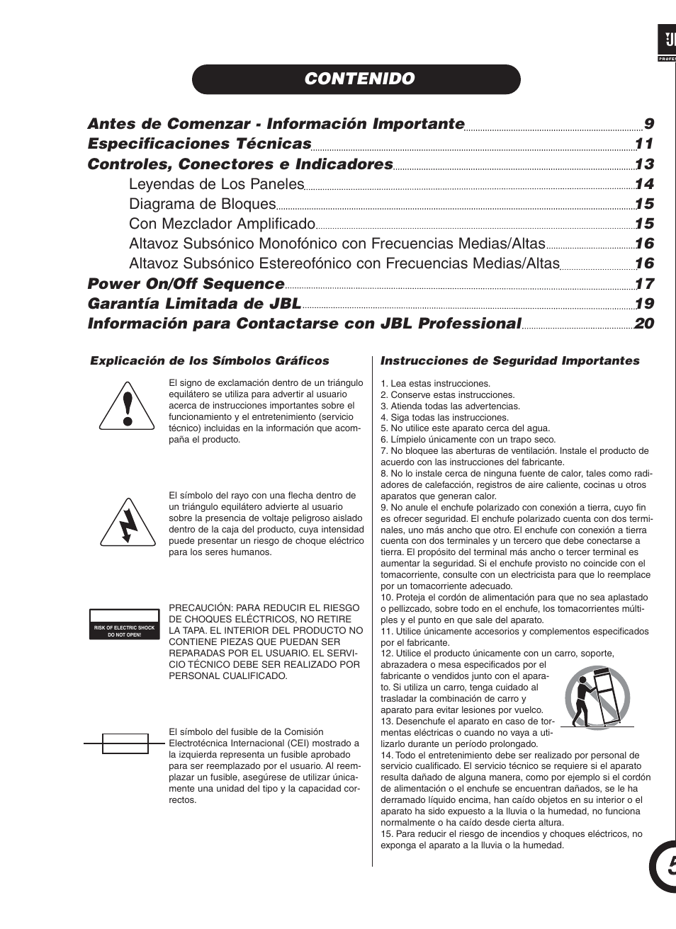 JBL JRX118SP User Manual | Page 5 / 20