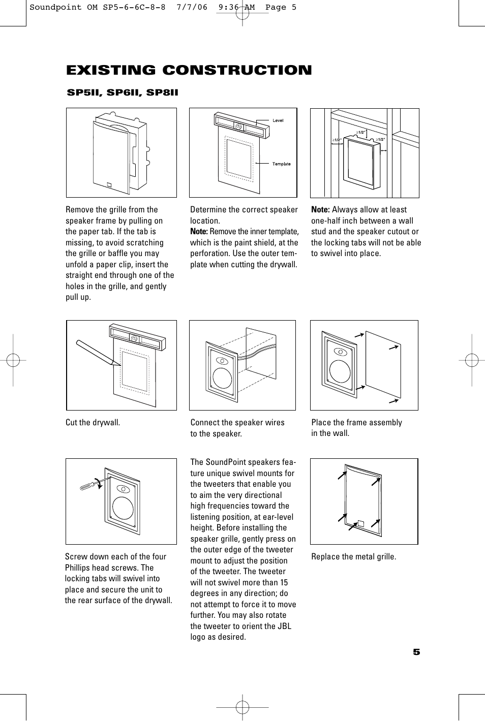 Existing construction | JBL SOUNDPOINT SERIES SP8II User Manual | Page 5 / 8