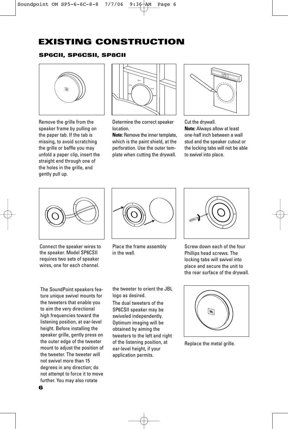 Existing construction | JBL SOUNDPOINT SERIES SP8II User Manual | Page 6 / 8