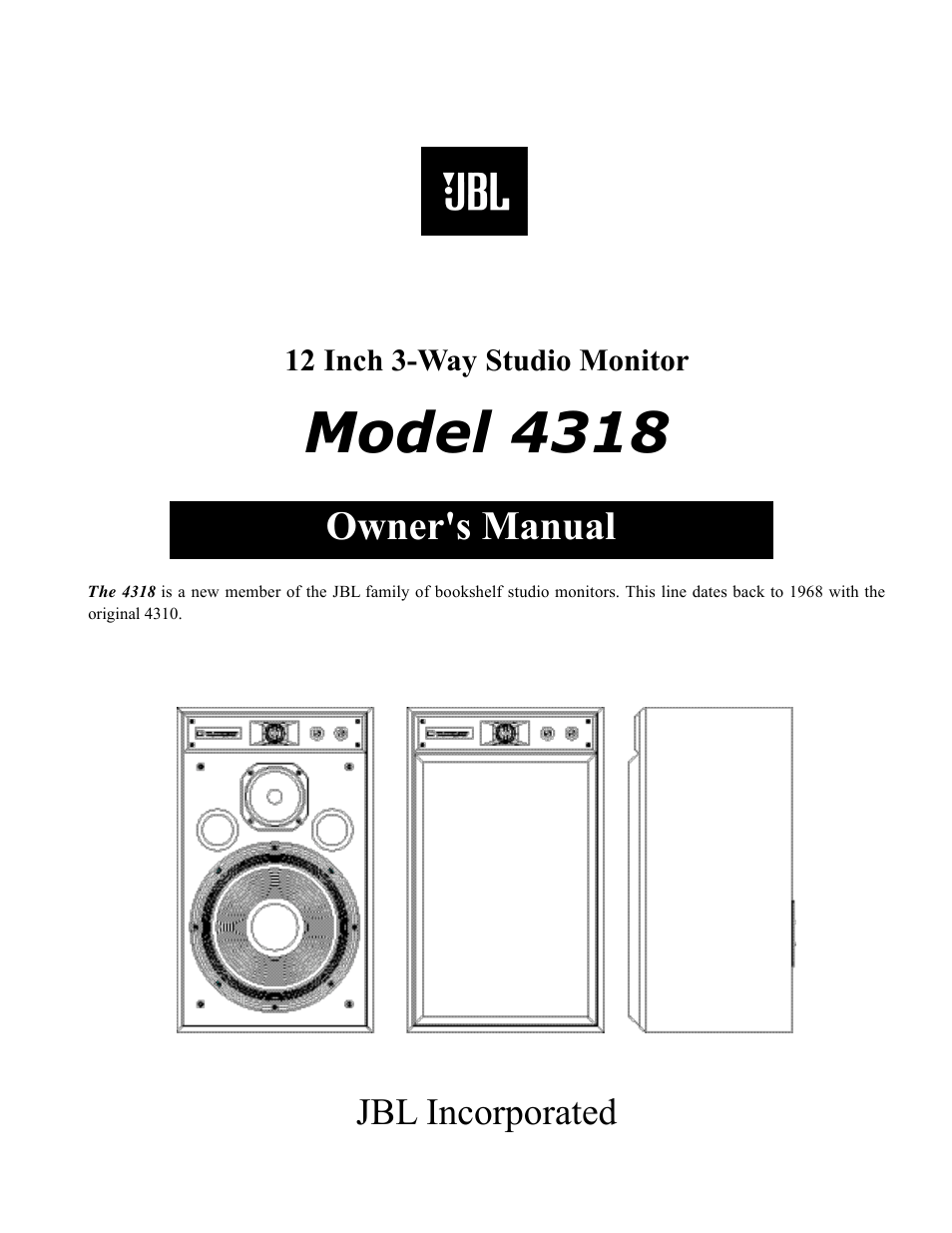 JBL 4318 User Manual | 3 pages