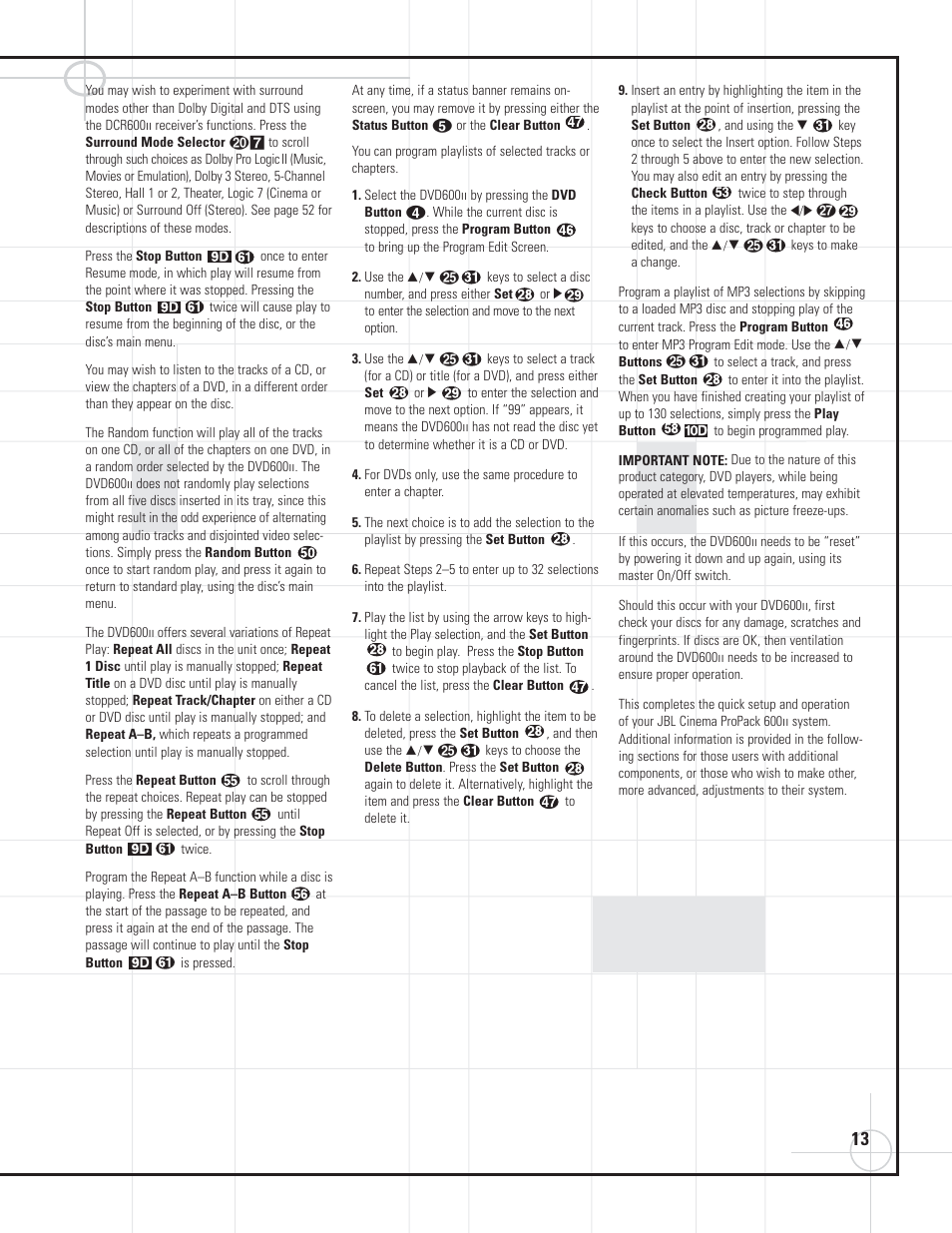 JBL DVD600II User Manual | Page 13 / 72