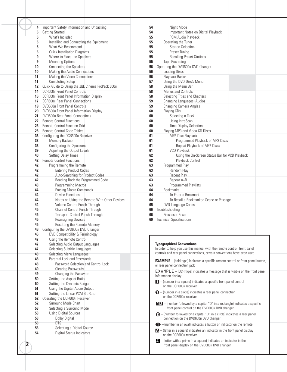 JBL DVD600II User Manual | Page 2 / 72