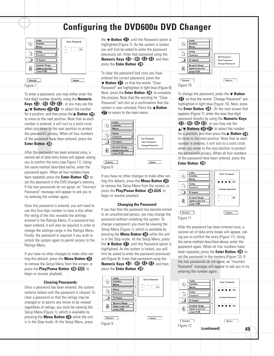 Configuring the dvd600, Dvd changer | JBL DVD600II User Manual | Page 49 / 72