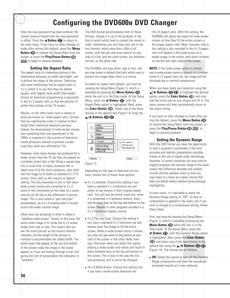 Configuring the dvd600, Dvd changer | JBL DVD600II User Manual | Page 50 / 72