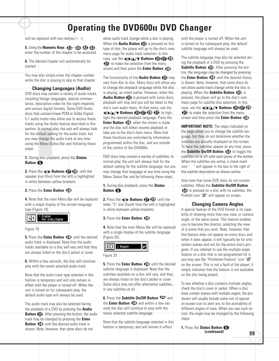 Operating the dvd600, Dvd changer | JBL DVD600II User Manual | Page 59 / 72