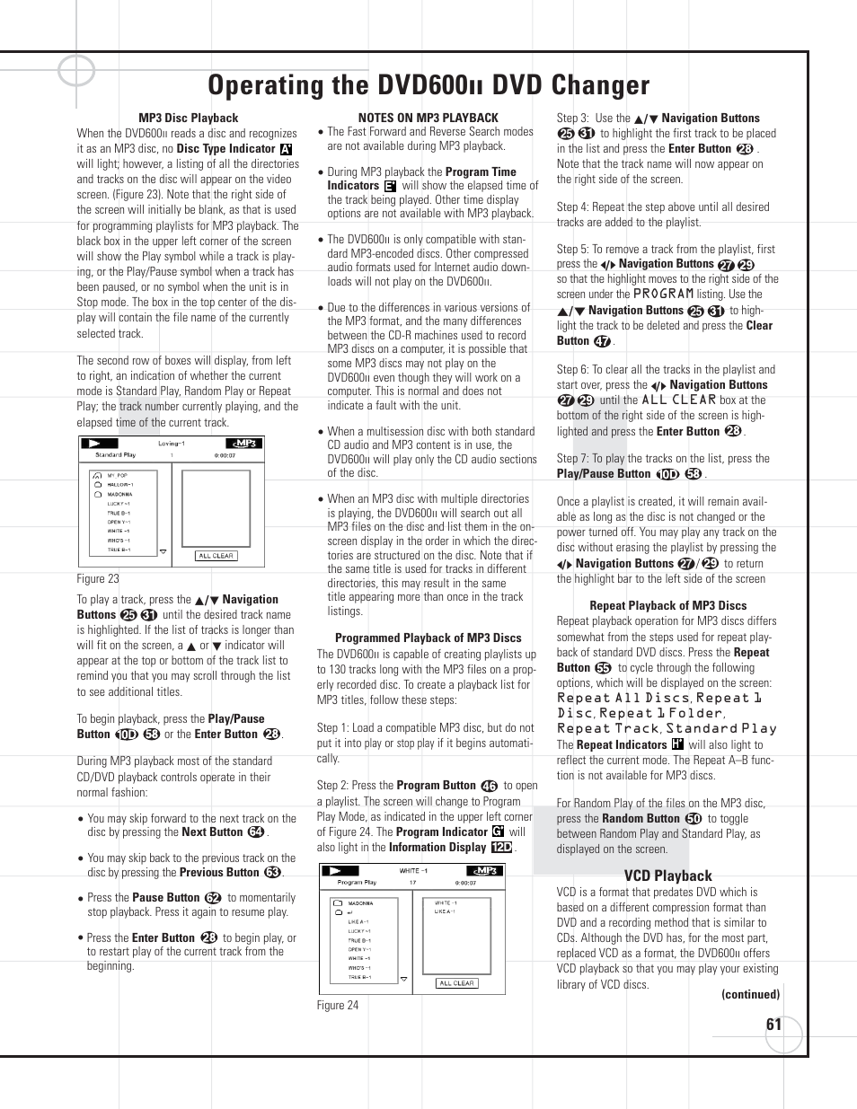 Operating the dvd600, Dvd changer | JBL DVD600II User Manual | Page 61 / 72