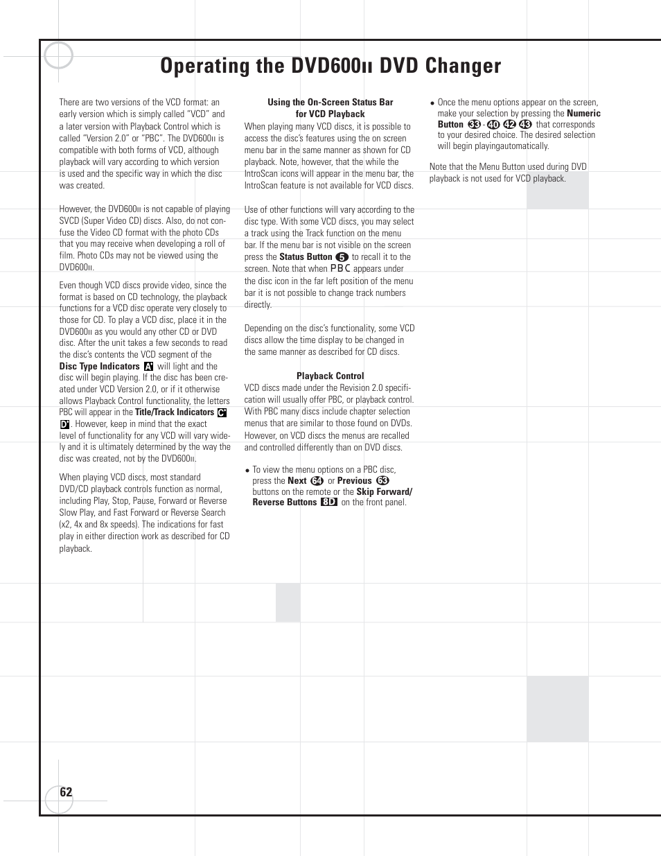 Operating the dvd600, Dvd changer | JBL DVD600II User Manual | Page 62 / 72