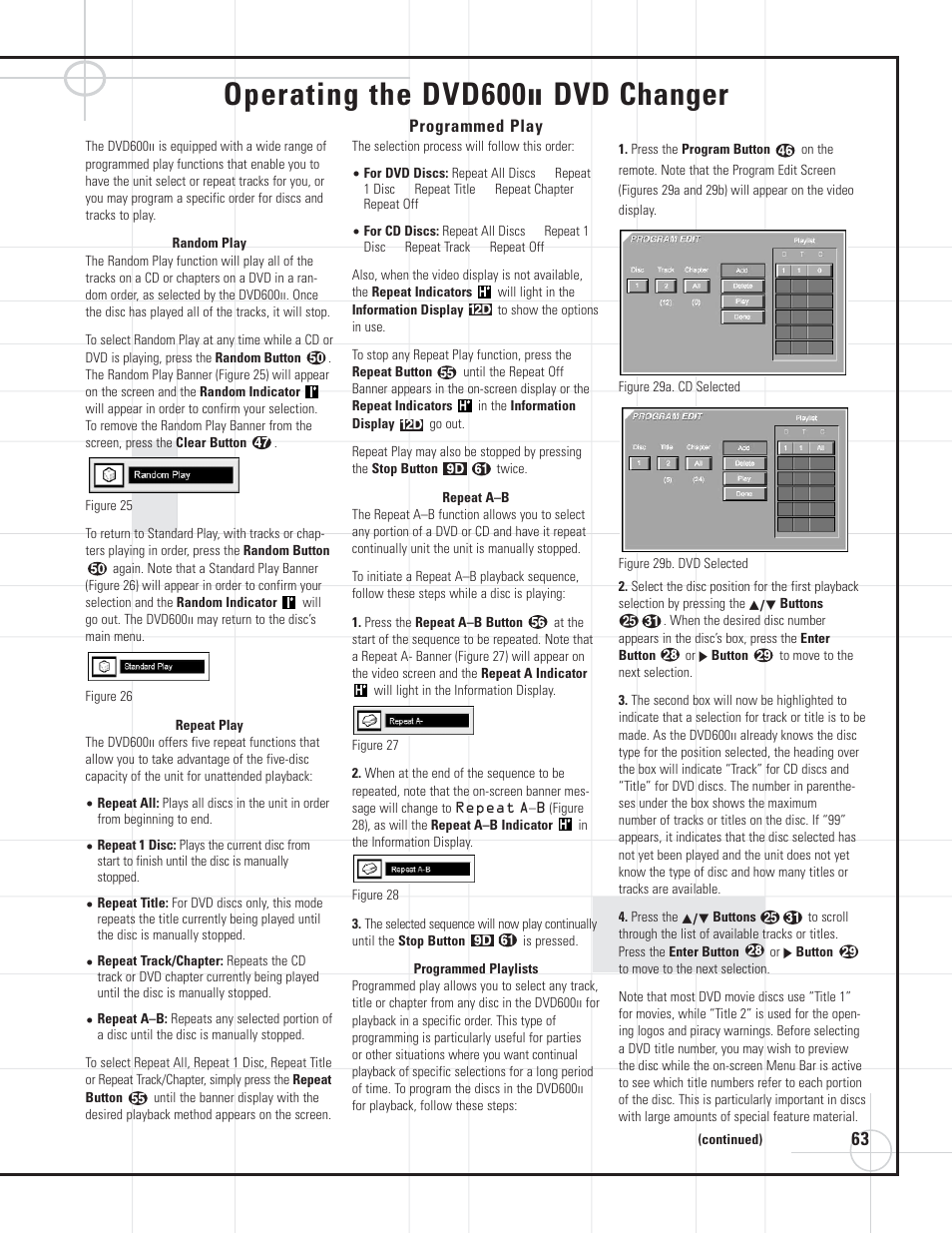 Operating the dvd600, Dvd changer | JBL DVD600II User Manual | Page 63 / 72