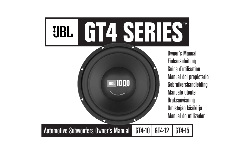 JBL GT4-10 User Manual | 4 pages