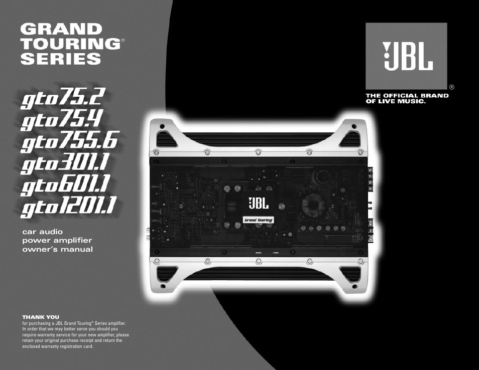 JBL GTO755.6 User Manual | 8 pages