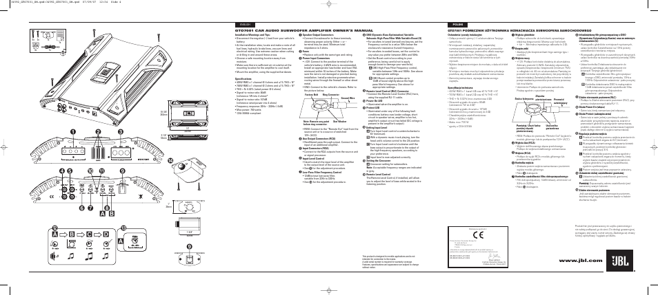 JBL GTO7001 User Manual | Page 2 / 4