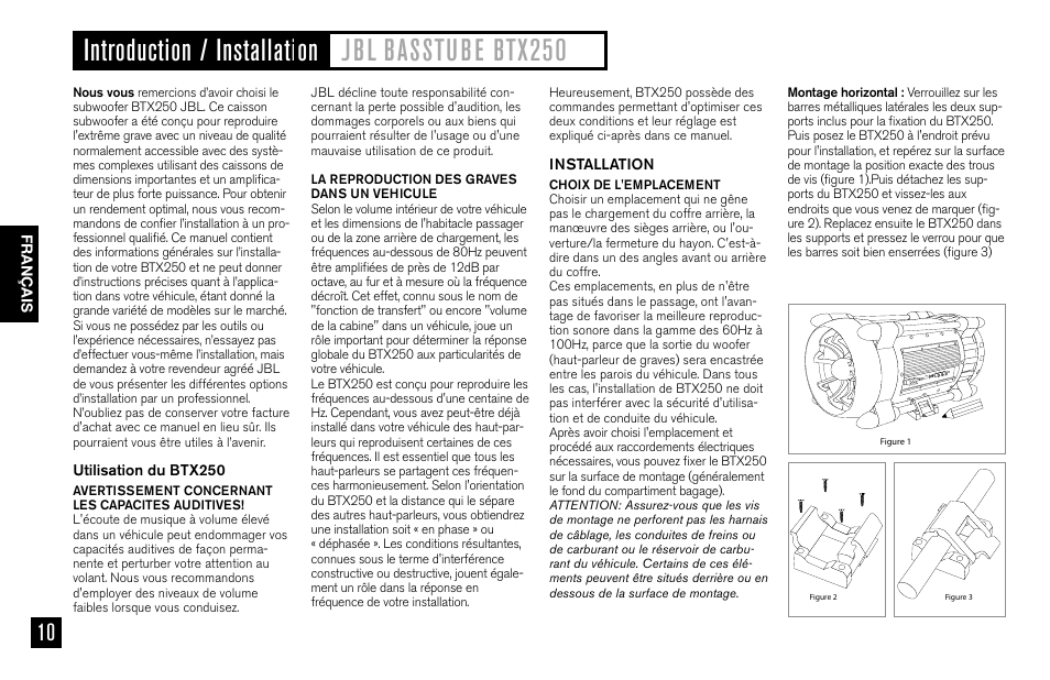 JBL BASSTUBE BTX250 User Manual | Page 10 / 33