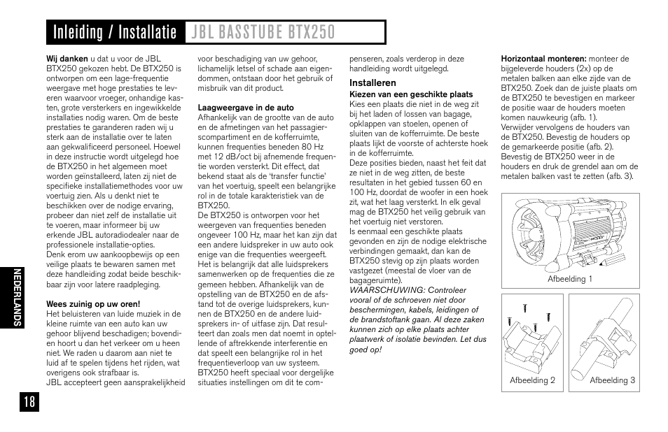 JBL BASSTUBE BTX250 User Manual | Page 18 / 33