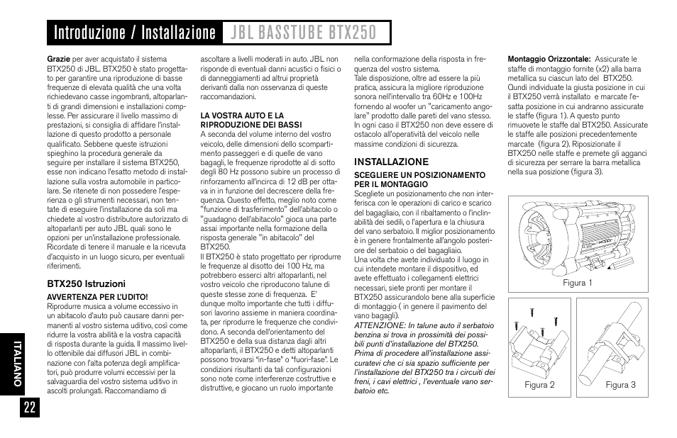 JBL BASSTUBE BTX250 User Manual | Page 22 / 33