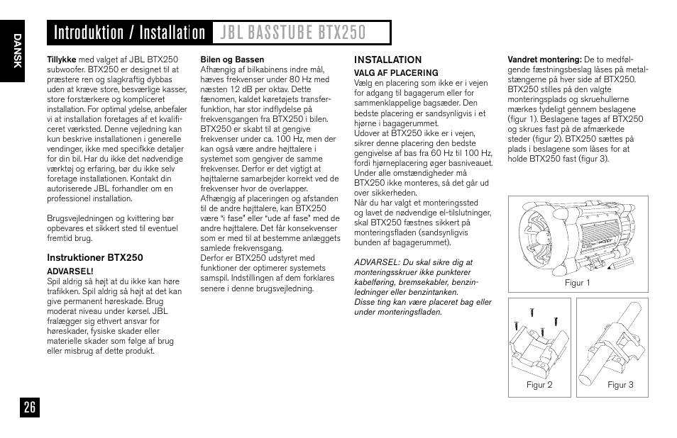 JBL BASSTUBE BTX250 User Manual | Page 26 / 33